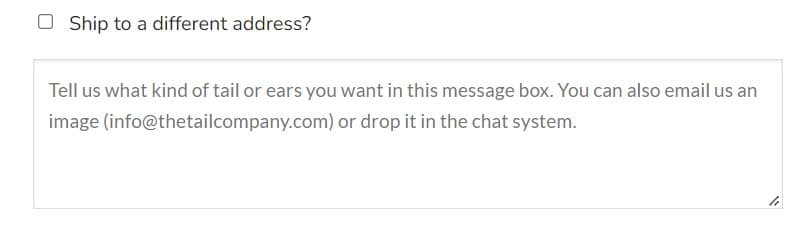 Tell us what kind of tail or ears you want in this message box