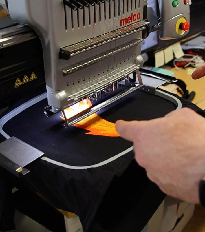 Fox T shirt being embroidered